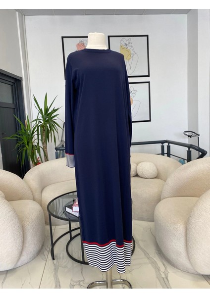 Kolları Çizgili Triko Elbise