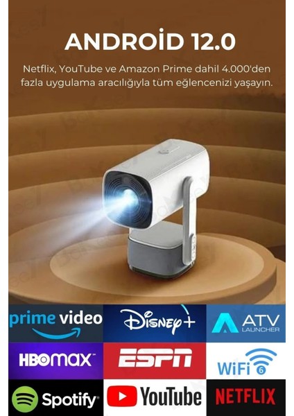 K2 Şarjlı Projeksiyon Cihazı Android Bluetoothlu Ev Sineması fiyatları
