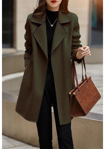 Rahat Kaşe Kadın Şık Yaka Kaban ve Kemer modelleri