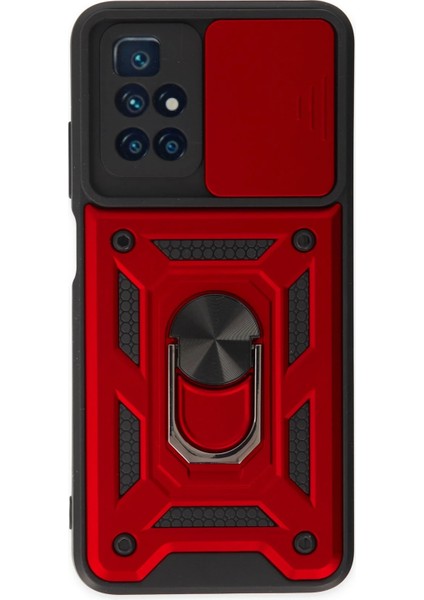 Ds-Derin Newface Xiaomi Redmi 10 2022 Kılıf Pars Lens Yüzüklü Silikon - Kırmızı