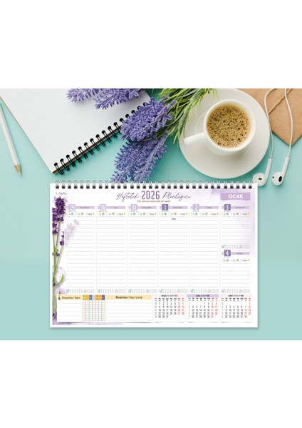 2026 Takvim A4 Ebat 53 Haftalık Planlayıcı Lavender fiyatları