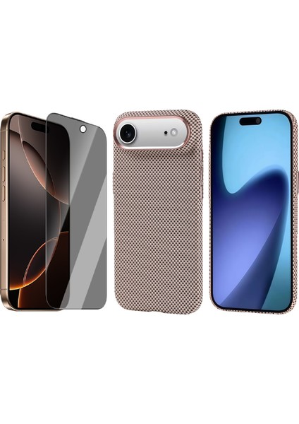 iPhone 17 Air Kılıf M-Safe Şarj Özellikli Karbon Fiber Görünümlü Zore Nekst Kapak + Hayalet Ekran Koruyucu