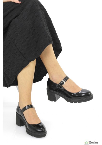 Mammimia Kadın Kalın Platform Topuklu Hakiki Deri Mevsimlik Klasık Rugan Ayakkabı M26/KA155 fırsatları