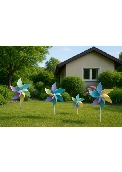 6 Kanatlı Rüzgar Gülü,makaron Pastel Renkli Bahçe Dekorasyonu,bahçe Oyuncağı 40 cm