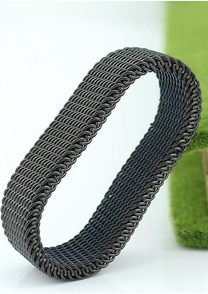 Unisex 8mm Esnek Örgü Hasır Çelik Yüzük SB1SB2