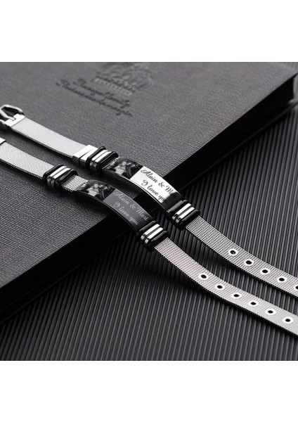 Kişiye Özel Resim Baskılı 2 Satır Isim Yazılı Çelik Bileklik Sevgiliye Hediye SCB13G indirimleri