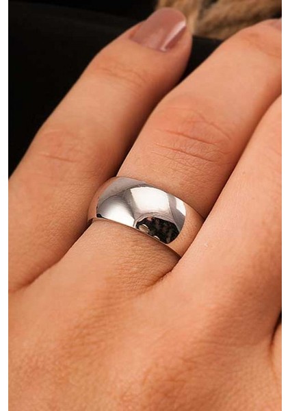 8 mm Geniş Bombeli Gümüş Alyans Söz Nişan Yüzüğü wr21-1