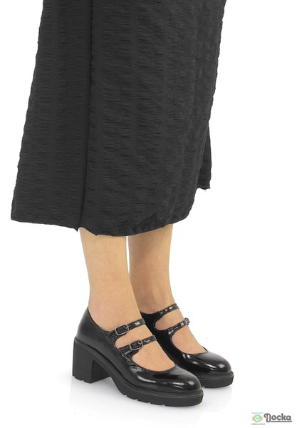 Mammimia Kadın Hakiki Deri Mevsimlik Kalın Platform Topuklu Klasık Rugan Ayakkabı M26/KA160 indirimleri