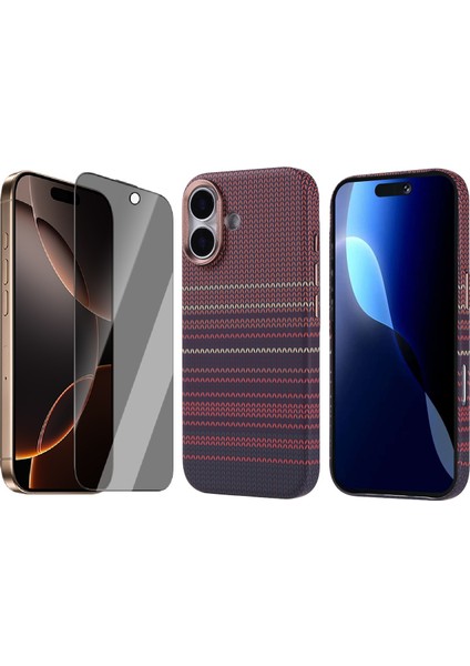 iPhone 17 Kılıf M-Safe Şarj Özellikli Karbon Fiber Görünümlü Zore Nekst Kapak + Hayalet Ekran Koruyucu