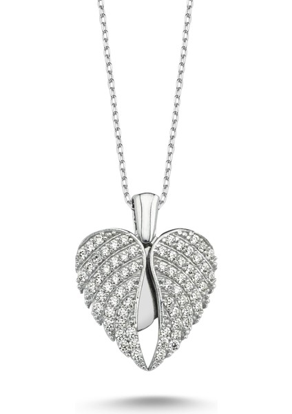 Aşkın Kanatları Gümüş Kalp Kolye Isim Kolye Isimli Kolye WSN149B Beyaz indirimleri