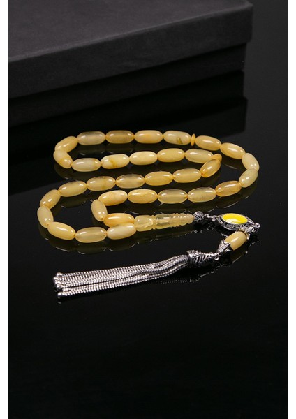 Uzun Arpa Gümüş Mine Püsküllü Boy Kaya Damla Kehribar Tesbih fırsatları