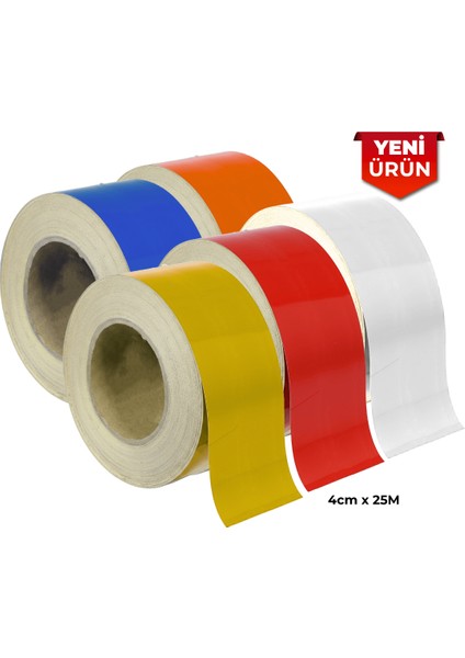 Reflektif Fosforlu Şerit Bant, Düz Reflekte Ikaz Bandı 4cm x 25M Sarı 5303