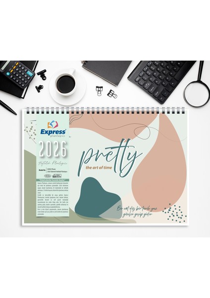 2026 Takvim A4 Ebat 53 Haftalık Planlayıcı Pretty