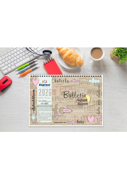 2026 Takvim A4 Ebat 53 Haftalık Planlayıcı Bulletin