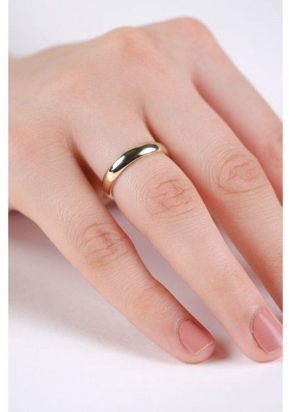 4mm Bombeli Altın Kaplama Gümüş Alyans Söz Nişan Yüzüğü WR87