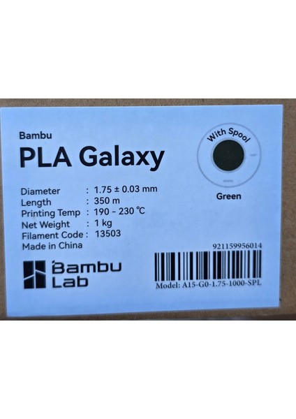 Pla Galaxy Yeşil Filament 1,75MM 1kg fiyatları
