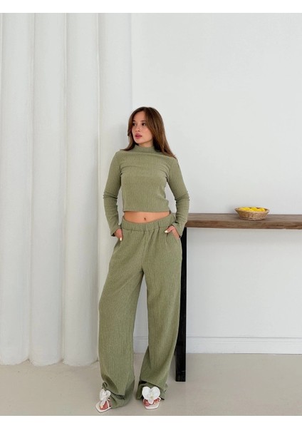 Balıkçı Yaka Örme Takım Mint ST265865