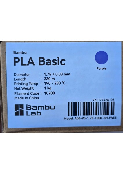 Pla Basic Mor Filament 1,75MM 1kg fiyatları