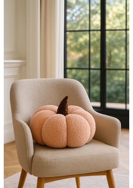 Pembe Renk Teddy Dekoratif Balkabağı Kırlent/yastık %100 Doğal