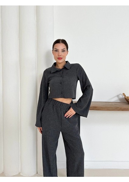 Gömlek Yaka Kaplama Düğmeli Takım Antrasit ST265866 indirimleri