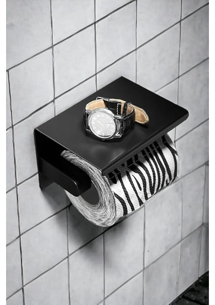 Paslanmaz Çelik Banyo Siyah Rulo Kağıt Havlu Tutucu Raf Su Geçirmez Banyo Tuvalet Kağıdı