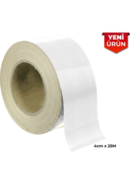 Reflektif Fosforlu Şerit Bant, Düz Reflekte Ikaz Bandı 4cm x 25M Beyaz 5301