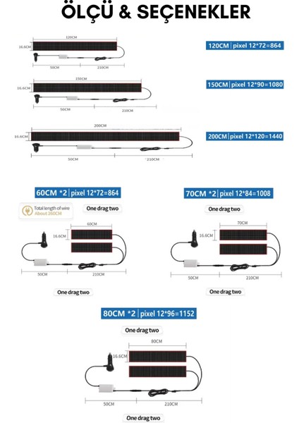 Pvc Devil’s Eye Yapışkanlı Dinamik Işıklı Araç Içi Şeytan Gözü Canlı LED Işık LED Şerit 2'li 80 cm