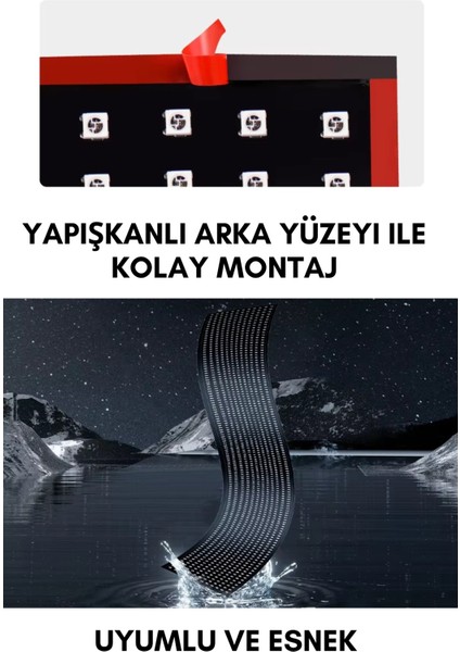 Cam Yapışan Pvc Dinamik Işıklı Araç Kamyon Tır Şeytan Gözü Canlı LED Işık LED Şerit 200 cm