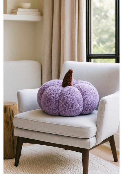 Mor Renk Teddy Dekoratif Balkabağı Kırlent/yastık %100 Doğal
