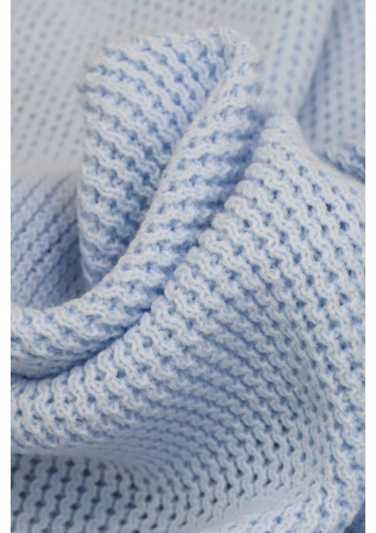 Liva Yumuşak Bebek Battaniyesi 80X100 cm Mavi Örgü Çocuk Battaniyesi – Dekoratif ve Nefes Alabilir fırsatları