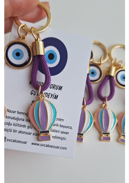 Hediyelik Özgürlük Simgesi Balon Anahtarlık - Mor 9cm