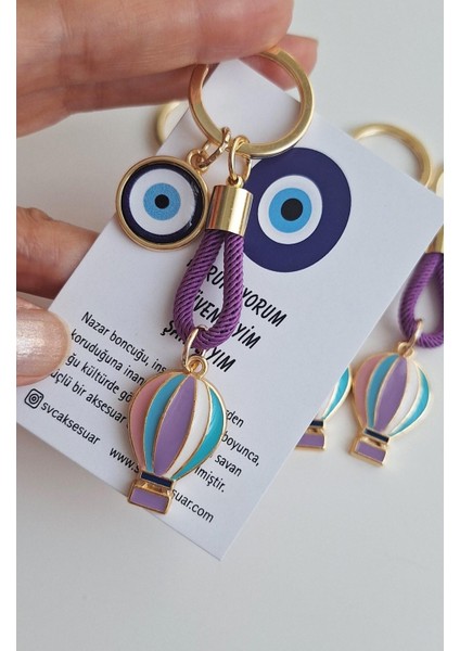 Hediyelik Özgürlük Simgesi Balon Anahtarlık - Mor 9cm fırsatları