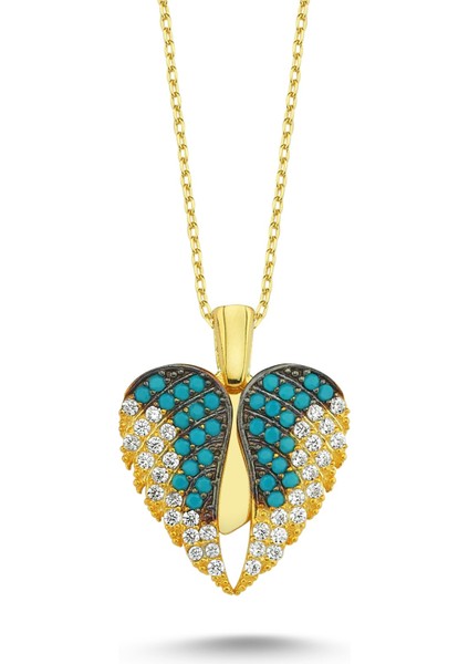 Aşkın Kanatları Gümüş Kalp Kolye Isimli Kolye WSN149FB Sarı