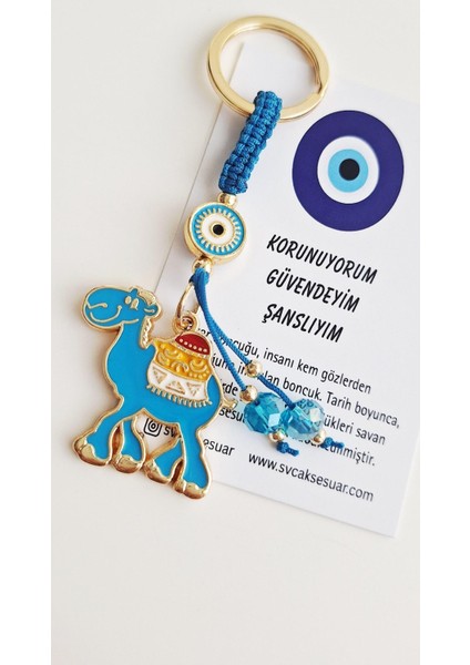 Hediyelik Deve Yüklü Bolluk Anahtarlık - Mavi 9,5 cm fırsatları