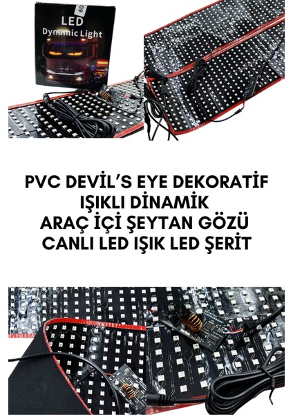 Cam Yapışan Pvc Dinamik Işıklı Araç Kamyon Tır Şeytan Gözü Canlı LED Işık LED Şerit 2'li 60 cm fiyatları
