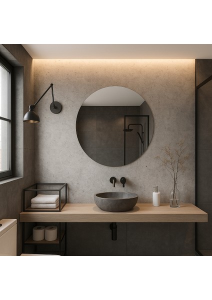 Pure Circle Minimal Çerçevesiz Dairesel Duvar Aynası – Modern Banyo ve Salon Aynası
