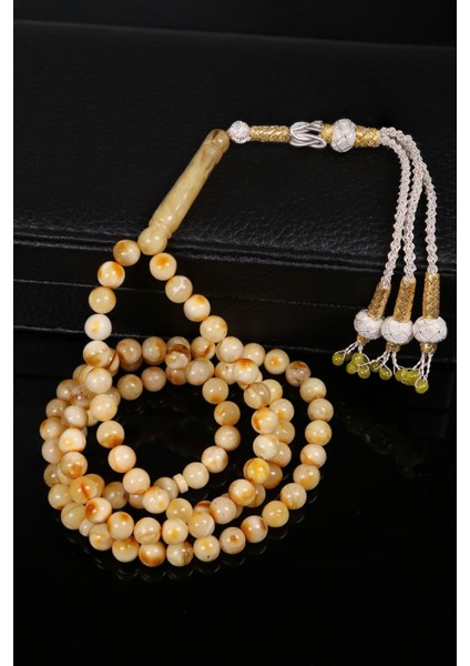 Gümüş Kazaz Püsküllü 99'luk Kaya Damla Kehribar Tesbih fiyatları