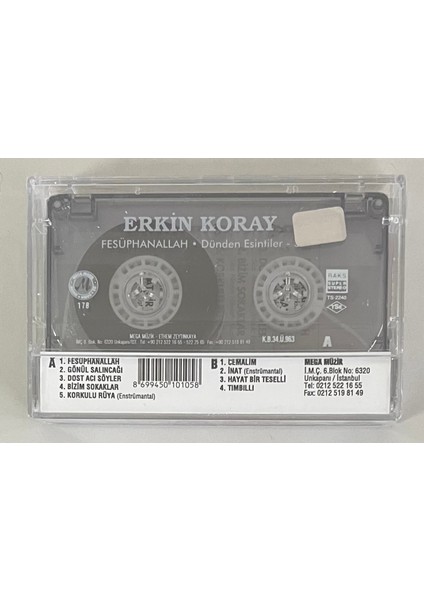 Erkin Koray Dünden Esintiler 3 Fesupanallah Kaset (Jelatinli Sıfır Orijinal Dönem Baskı Kaset) fiyatları