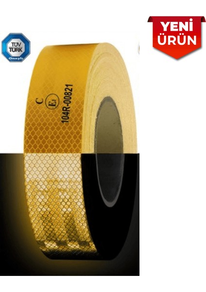 Reflektiv Petekli Fosfor Bant, Belgeli 5.5cm x 50M Sarı 6057 fiyatları