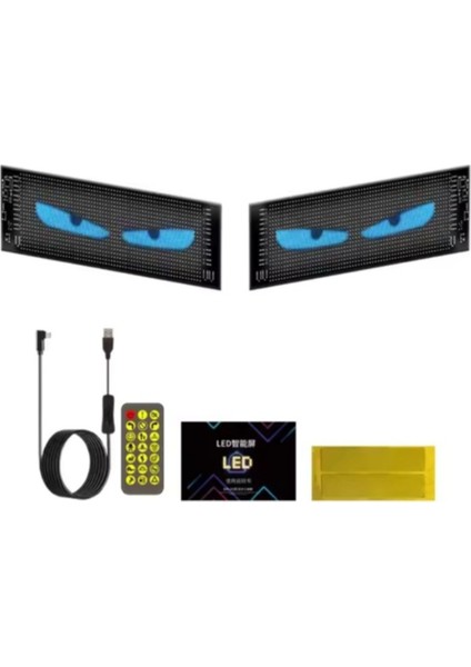 150 cm Şeytan LED Gözler Animasyonlu Araba,kamyon,otobüs Kumandalı Esnek Ön Arka Cam Rgb LED Ekran