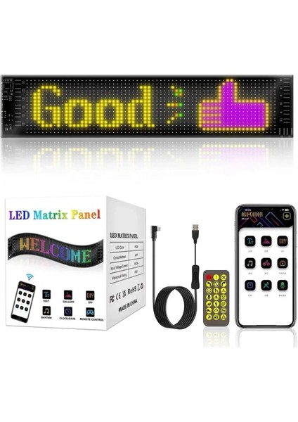 LED Matrix Panel Cama Yapışan Telefon Kontrollü LED Ekran Panel Büyük BOY(16X64) fiyatları