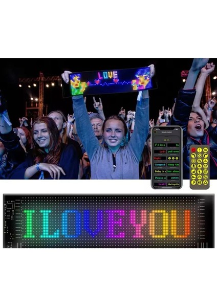 Araç LED Matrix Cama Yapışkanlı Telefonla Kontrol Edilebilen Kişiselleştirilebilir Uzaktan Kumandalı