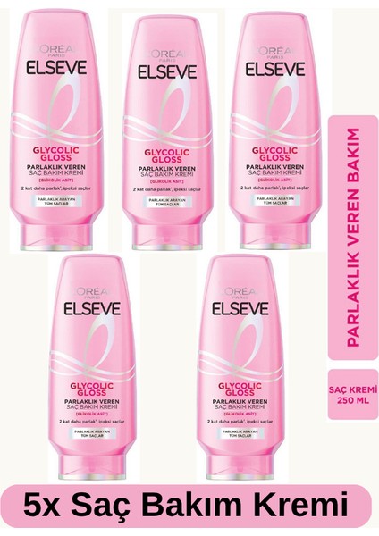 Glycolic Gloss Parlaklık Veren Saç Bakım Kremi 250ML 5 Adet