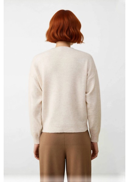 Kadınlara Özel Bisiklet Yaka Nakışlı Çiçekli Gri Triko Kazak Günlük Kış Stili Kaliteli Şık modelleri