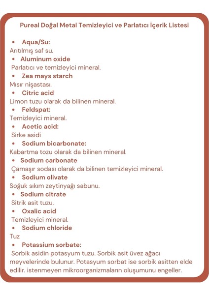 Doğal Metal Temizleyici ve Parlatıcı modelleri