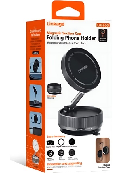 Lkh-50 Magnetik 360° Ayarlanabilir Katlanabilir, Mıknatıslı Vakumlu Telefon Tutucu
