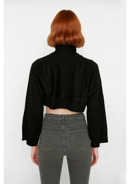 Kadın Ekru Oversize Süper Crop Dik Yaka Triko Kazak Düşük Kol Kışlık Güncel Moda Trendi Kaliteli modelleri