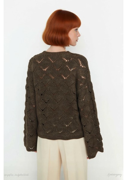 Kadın Ajurlu Oversize Bisiklet Yaka Triko Kazak Modern ve Rahat Stil Için Kışlık Seçim Kaliteli modelleri