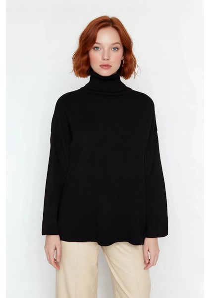 Kadınlar Için Konforlu Oversize Basic Düşük Kol Balıkçı Yaka Triko Kazak Kış Günleri Şıklığı fiyatları