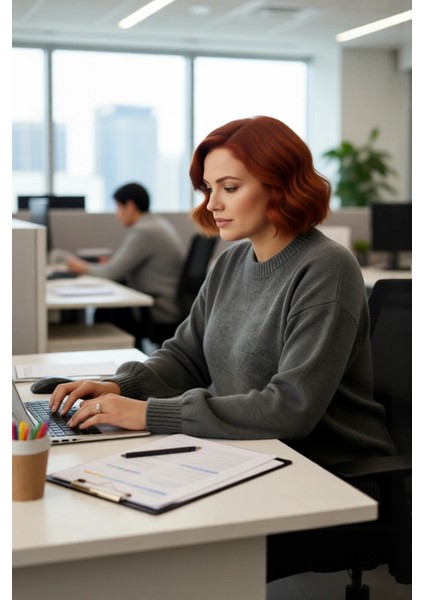 Kadın Şık Regular Kalıp Triko Kazak Polo Yaka ve Taş Detaylı Düşük Kol Tasarımıyla Kışa Hazır